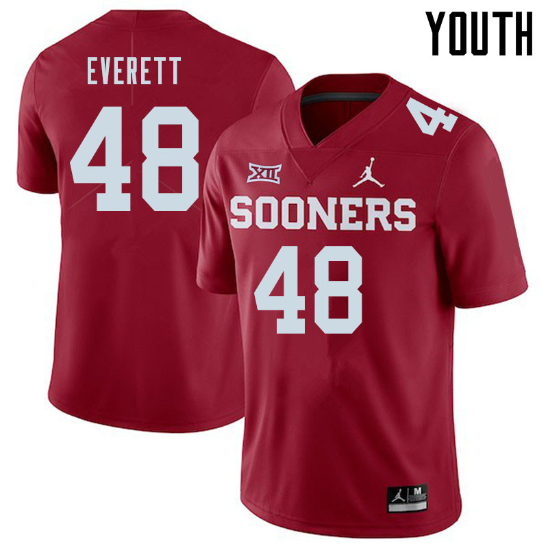 Jordan Brand Youth #48 Hunter Everett Oklahoma Sooners College Football Jerseys Sale-Crimson